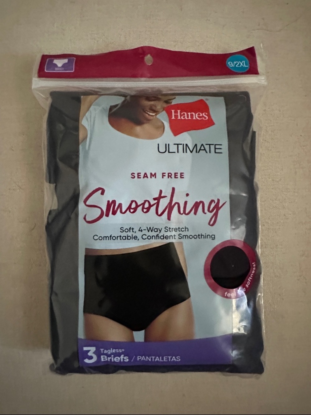 Hanes Ultimate Seam Free Smoothing Briefs Black (3-Pack)